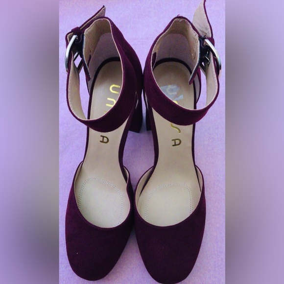 Unisa Shoes Unisa Womens Burgundy Suede Strappy 3s Block Heels Size 75 Poshmark